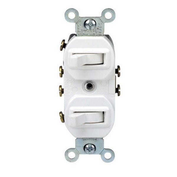 Gorgeousglow 05243-0WS 15 amp White Combination Two Three-Way Switches GO2745048 - main